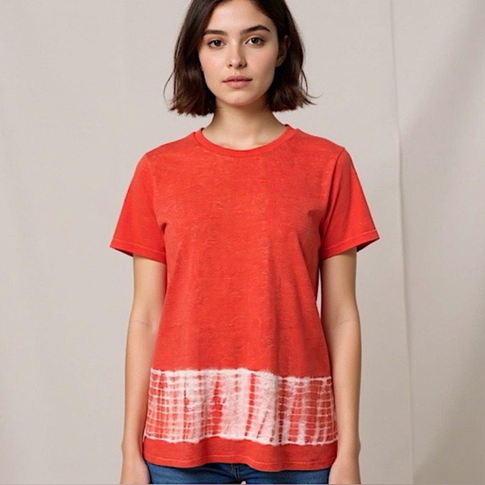 Two By Vince Camuto Linen Jersey Tye Dye Print Tshirt Size X-Small NWT $59